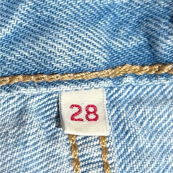 Sz-28-Levi’s 501 button fly distressed denim skirt - Picture 6 of 11